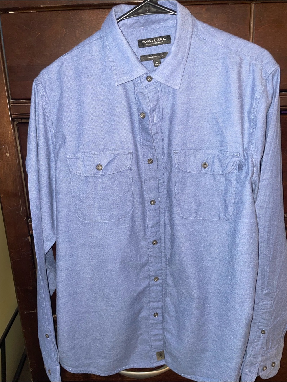 BRAND NEW Banana Republic Ultra-Soft Flannel Untucked Slim Fit Shirt Blue Medium
